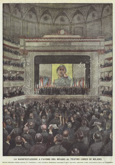La manifestation en faveur de la Belgique au Teatro Lirico de Milan - Achille Beltrame